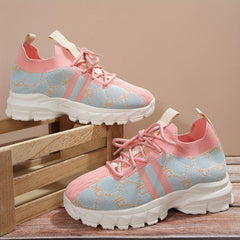 Women's Lace up Chunky Sneakers Lightweight Running Shoes