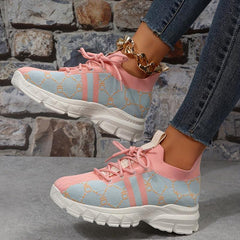 Women's Lace up Chunky Sneakers Lightweight Running Shoes