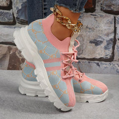 Women's Lace up Chunky Sneakers Lightweight Running Shoes