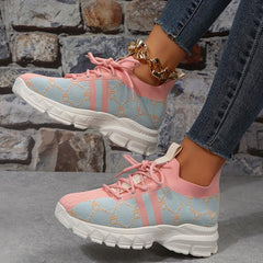 Women's Lace up Chunky Sneakers Lightweight Running Shoes