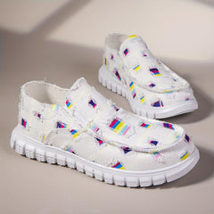 Colorful Lightweight Loafers Shoes Slip On Boat Shoes Casual Walking Shoes