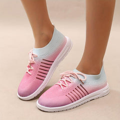 Women's Ombre Knit Mesh Sneakers Lightweight Flats Casual Walking Shoes