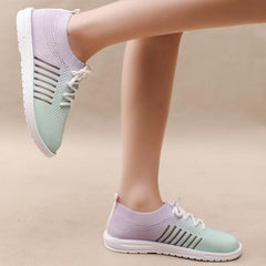 Women's Ombre Knit Mesh Sneakers Lightweight Flats Casual Walking Shoes