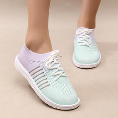 Women's Ombre Knit Mesh Sneakers Lightweight Flats Casual Walking Shoes