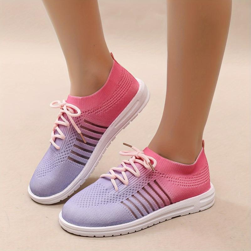 Women's Ombre Knit Mesh Sneakers Lightweight Flats Casual Walking Shoes