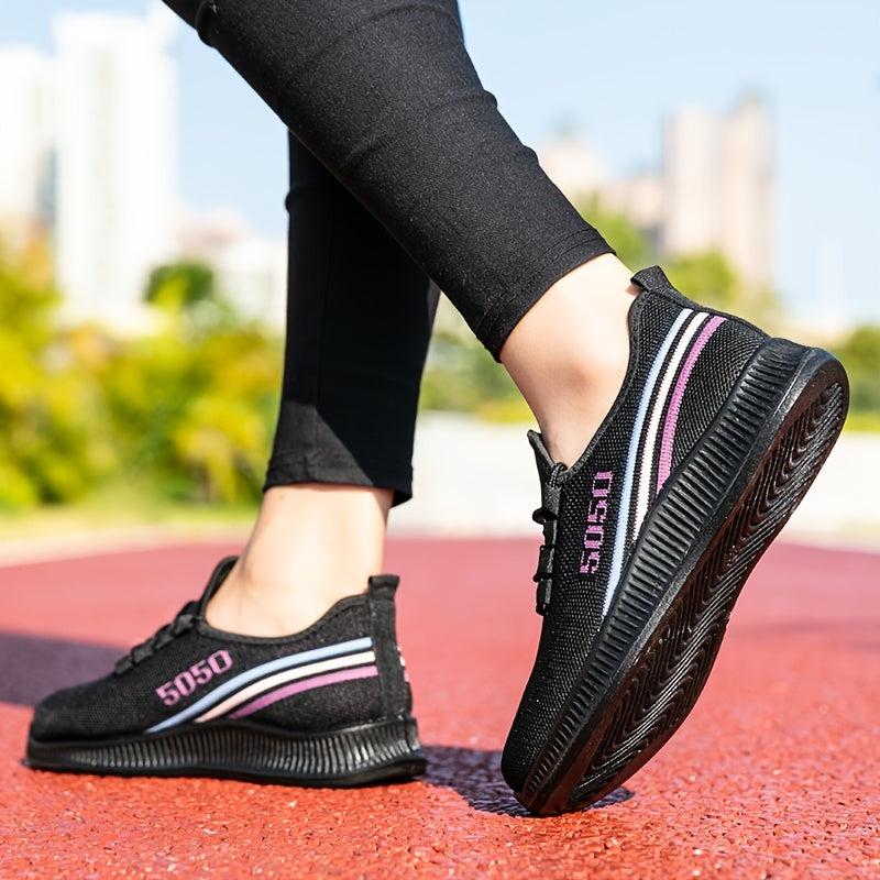 Lightweight Knitting Running Shoes Lace Up Weaving Sneakers