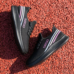 Lightweight Knitting Running Shoes Lace Up Weaving Sneakers