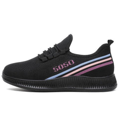 Lightweight Knitting Running Shoes Lace Up Weaving Sneakers