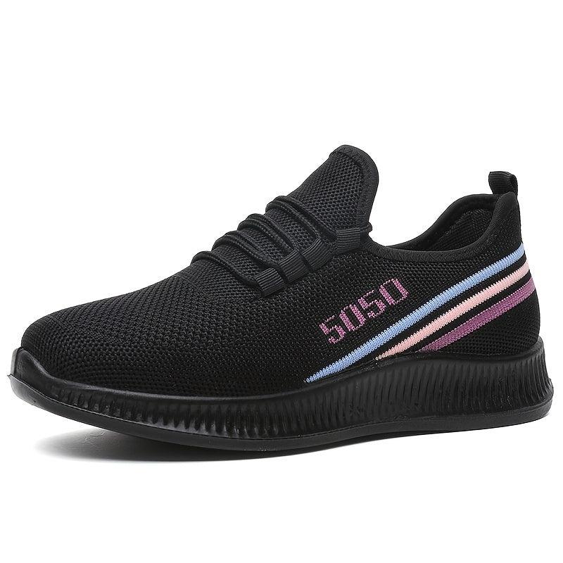 Lightweight Knitting Running Shoes Lace Up Weaving Sneakers