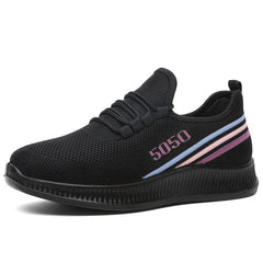 Lightweight Knitting Running Shoes Lace Up Weaving Sneakers