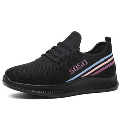 Lightweight Knitting Running Shoes Lace Up Weaving Sneakers