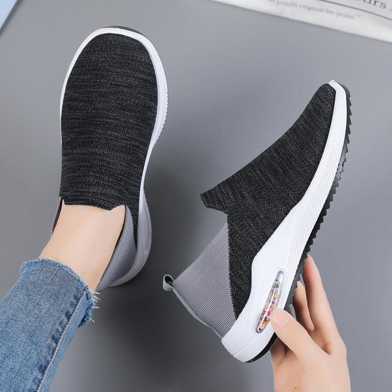 Soft Breathable Woven Shoes Non Slip Lightweight Slip On Sneakers