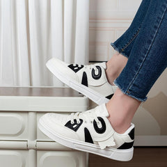 Women's Block Faux Leather Skate Shoes Low Cut Lace Up Sneakers