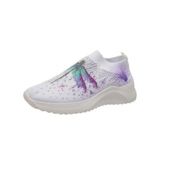 Women's Ombre Dragonfly Pattern Rhinestone Mesh Running Shoes