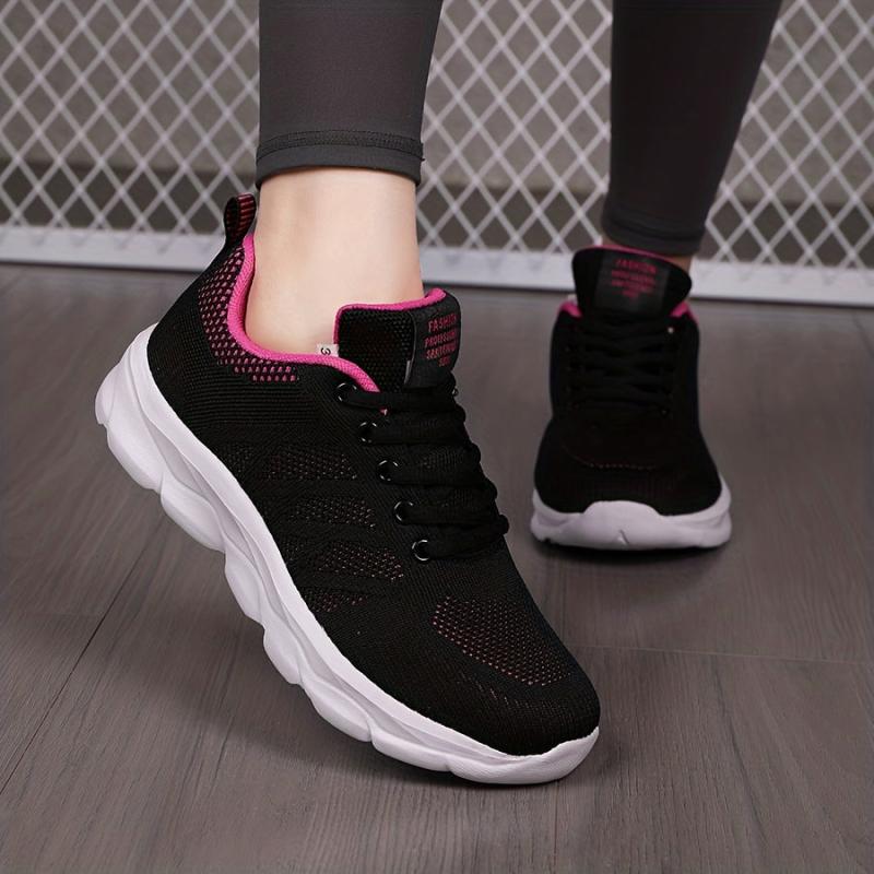 Soft Thick Sole Mesh Breathable Woven Shoes Non Slip Running Shoes