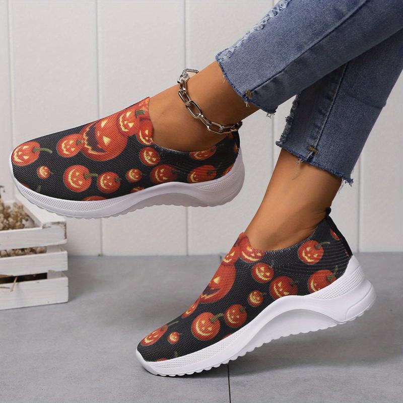 Halloween Pumpkin Pattern Breathable Running Shoes