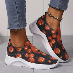 Halloween Pumpkin Pattern Breathable Running Shoes
