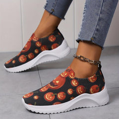 Halloween Pumpkin Pattern Breathable Running Shoes