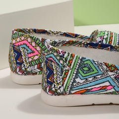Geometric Print Slip On Loafers Shoes Lightweight Casual Walking Shoes