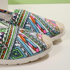 Geometric Print Slip On Loafers Shoes Lightweight Casual Walking Shoes