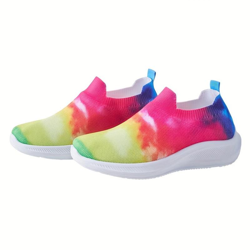 Colorful Print Soft Thick Sole Mesh Breathable Flying Woven Shoes