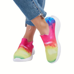 Colorful Print Soft Thick Sole Mesh Breathable Flying Woven Shoes