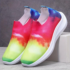Colorful Print Soft Thick Sole Mesh Breathable Flying Woven Shoes