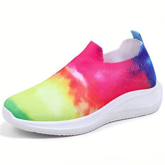 Colorful Print Soft Thick Sole Mesh Breathable Flying Woven Shoes