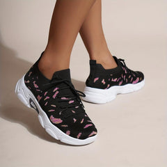 Soft Thick Sole Shock Absorption Woven Shoes Lightweight Mesh Sneakers