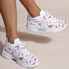 Soft Thick Sole Shock Absorption Woven Shoes Lightweight Mesh Sneakers