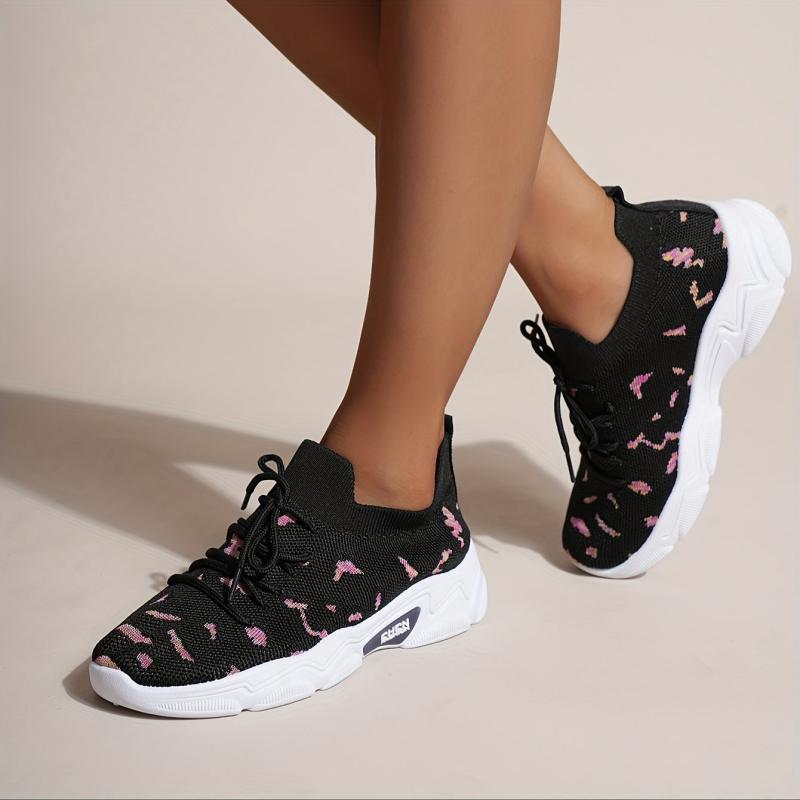 Soft Thick Sole Shock Absorption Woven Shoes Lightweight Mesh Sneakers