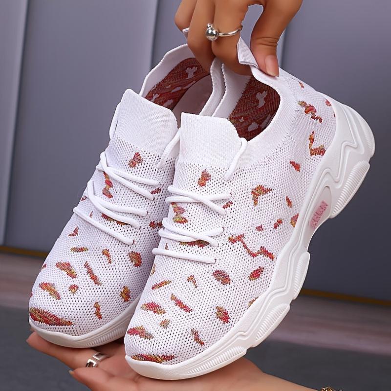 Soft Thick Sole Shock Absorption Woven Shoes Lightweight Mesh Sneakers
