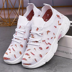 Soft Thick Sole Shock Absorption Woven Shoes Lightweight Mesh Sneakers