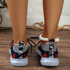 Women's Breathable Running Shoes Lightweight Lace Up Walking Sport Shoes
