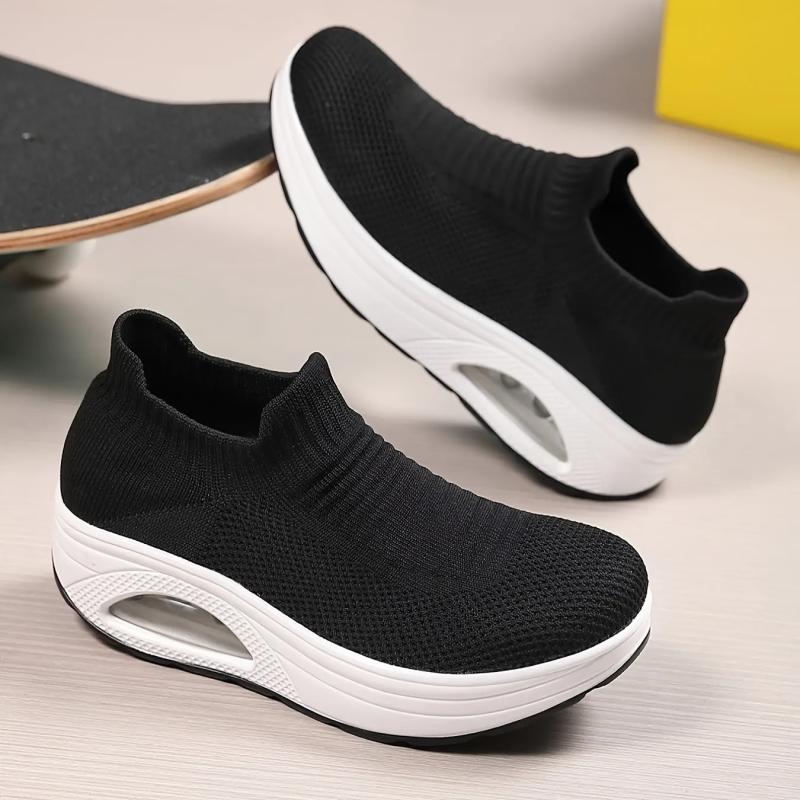Women's Rainbow Knit Slip-on Sneakers with Air Cushion