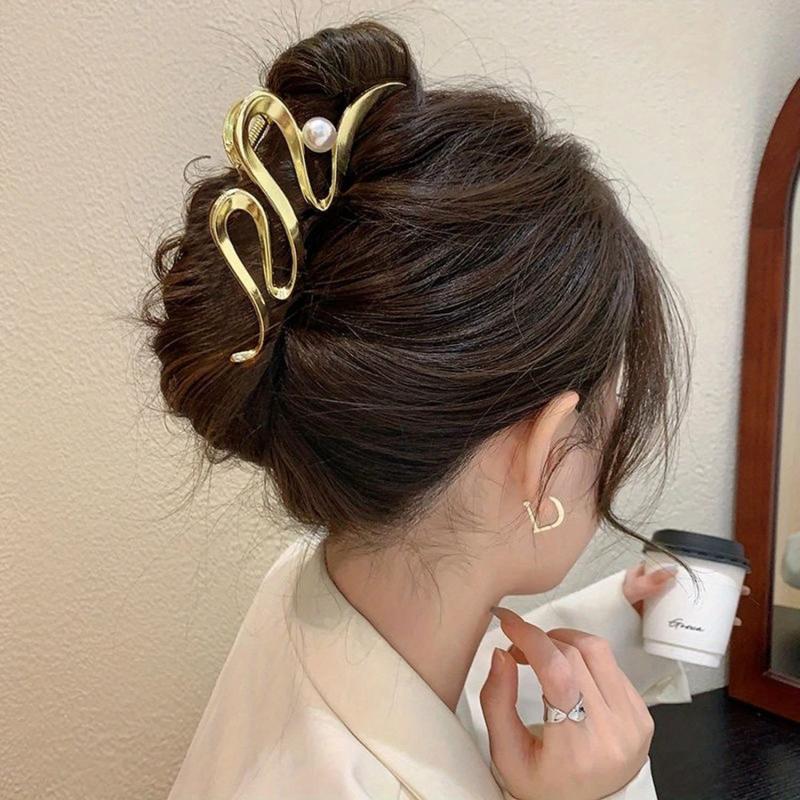 Metal Geometric Hair Claw Hairpins Cross Hair Clips Girls Ponytail Clip