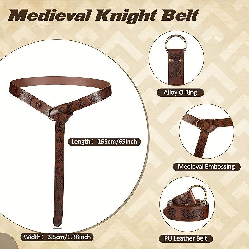 2pcs Medieval Belt & PU Leather Bag Halloween Accessories Stage Costume Props