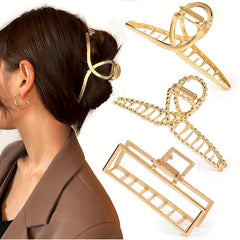 3pcs Geometric Hair Claw Set Anti-slip Hair Crab Clip