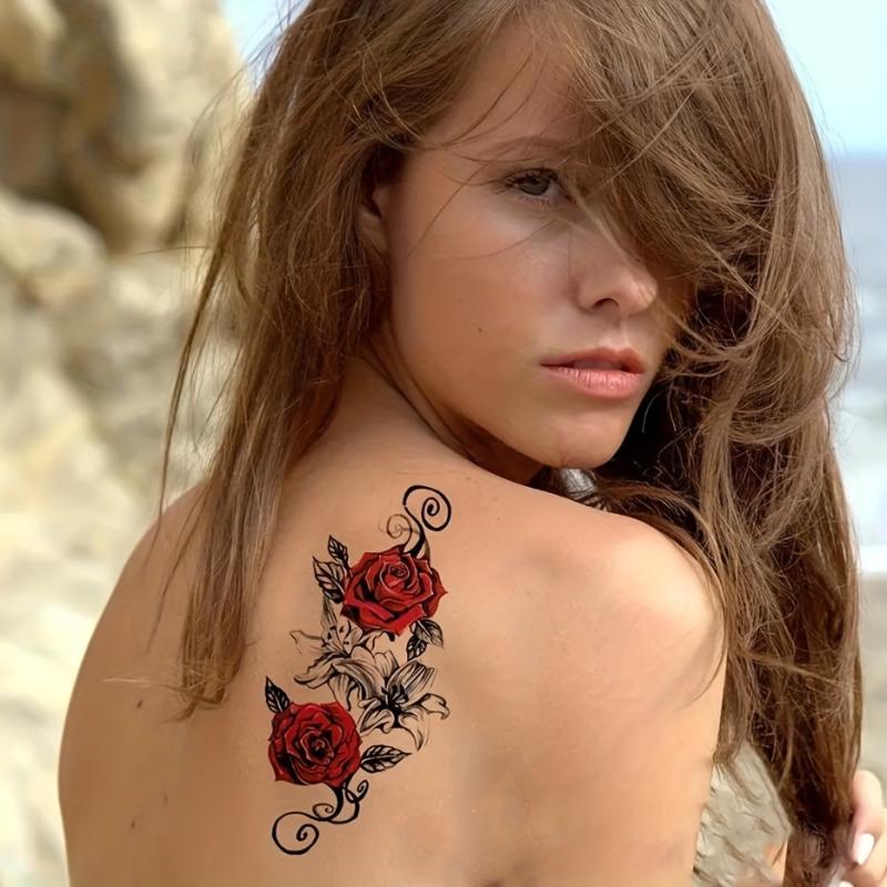 Rose Patterned Tattoo Stickers Waterproof Long Lasting