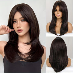 Long Gradient Gray Blonde Women's Wig Synthetic Layered Wig With Bangs