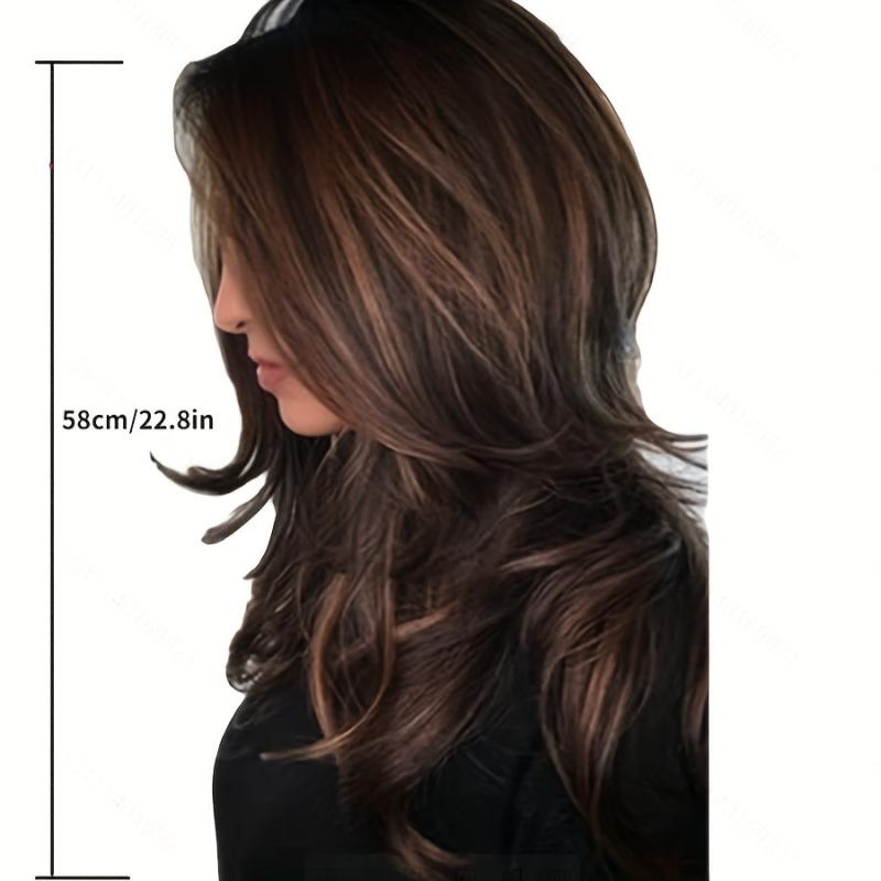 Long Gradient Gray Blonde Women's Wig Synthetic Layered Wig With Bangs