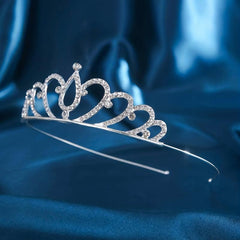 Silver Rhinestone Hair Crown Princess Style Tiara Women