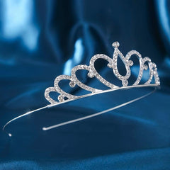 Silver Rhinestone Hair Crown Princess Style Tiara Women