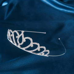 Silver Rhinestone Hair Crown Princess Style Tiara Women