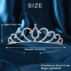 Silver Rhinestone Hair Crown Princess Style Tiara Women