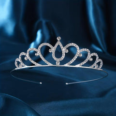 Silver Rhinestone Hair Crown Princess Style Tiara Women