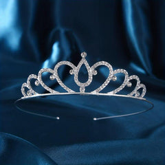 Silver Rhinestone Hair Crown Princess Style Tiara Women