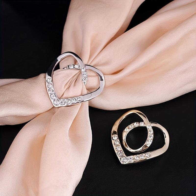 Heart Clothespin Brooch Rhinestone Inlaid Scarf Clip Pin
