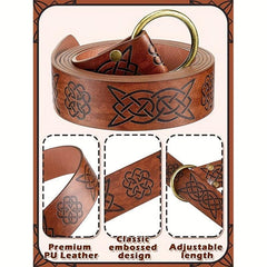 2pcs Medieval Leather Ring Belt Renaissance Viking Belt O Ring Knight Waist Belt