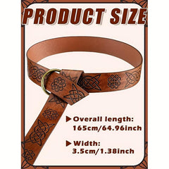 2pcs Medieval Leather Ring Belt Renaissance Viking Belt O Ring Knight Waist Belt